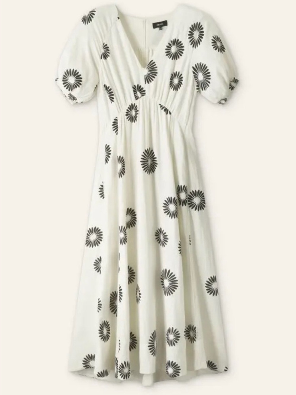ME+EM Cheesecloth Modern Daisy Print Midi Dress Crème Black Sz 2 - Picture 9 of 17